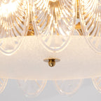 Decorative Pattern Glass Round Chandelier — Petal Glass Dome Ceiling Light