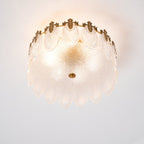 Decorative Pattern Glass Round Chandelier — Petal Glass Dome Ceiling Light
