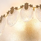 Decorative Pattern Glass Round Chandelier — Petal Glass Dome Ceiling Light