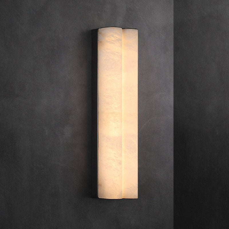 Elaris Alabaster Column Wall Light — Tall Stone Wall Sconce for Hallway & Bedroom