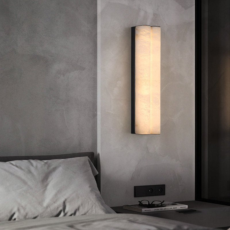 Elaris Alabaster Column Wall Light — Tall Stone Wall Sconce for Hallway & Bedroom