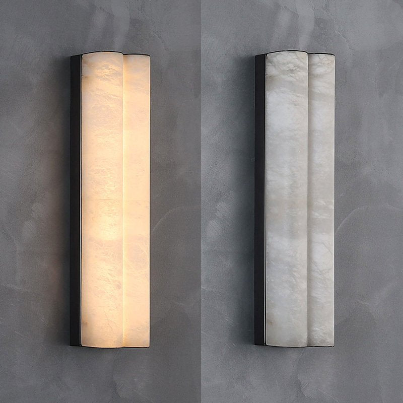 Elaris Alabaster Column Wall Light — Tall Stone Wall Sconce for Hallway & Bedroom