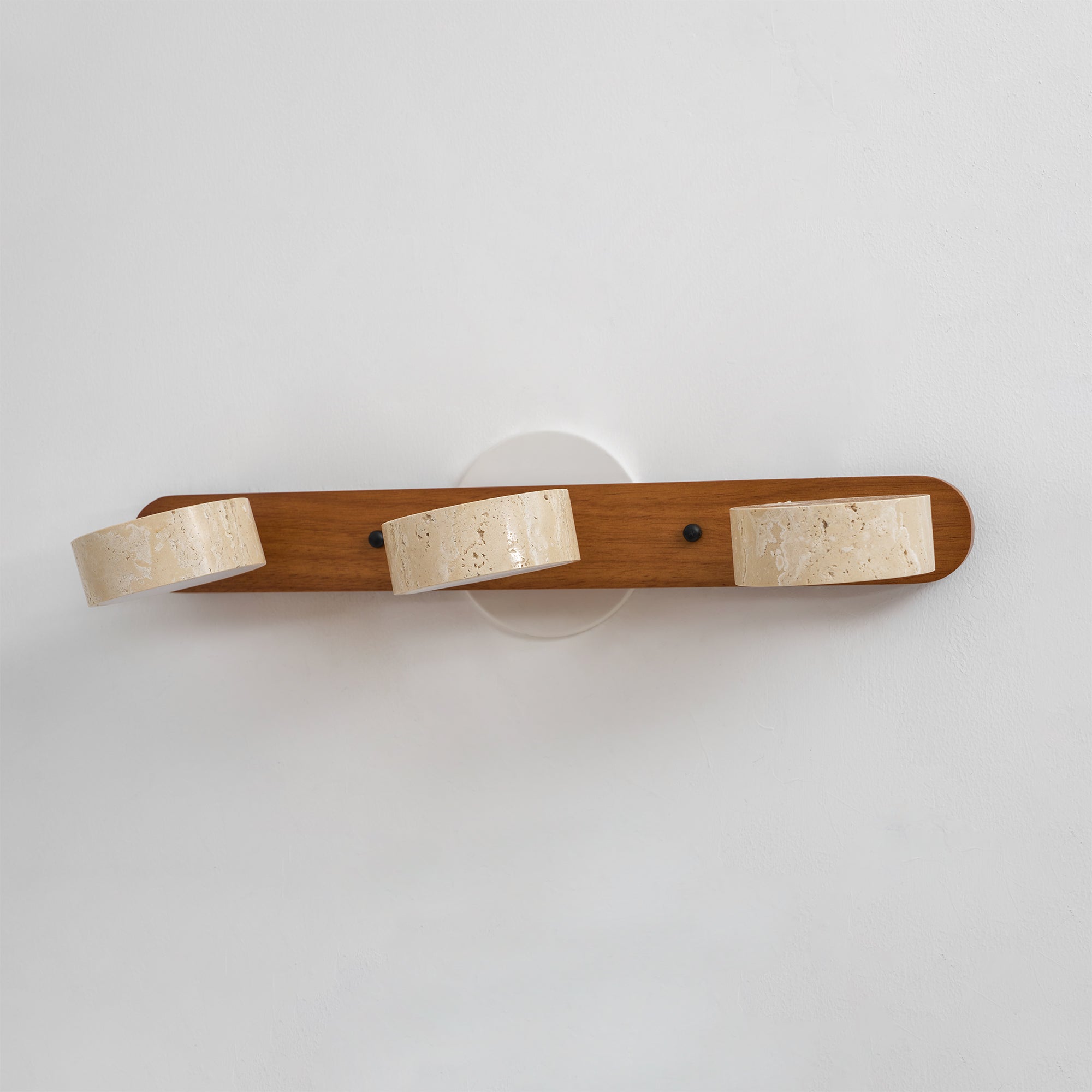 Travertine Duo Wall Light — Natural Stone & Wood Wall Sconce for Bedroom
