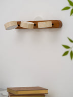 Travertine Duo Wall Light — Natural Stone & Wood Wall Sconce for Bedroom