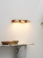 Travertine Duo Wall Light — Natural Stone & Wood Wall Sconce for Bedroom