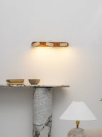 Travertine Duo Wall Light — Natural Stone & Wood Wall Sconce for Bedroom