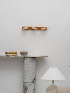 Travertine Duo Wall Light — Natural Stone & Wood Wall Sconce for Bedroom