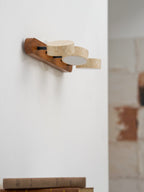 Travertine Duo Wall Light — Natural Stone & Wood Wall Sconce for Bedroom