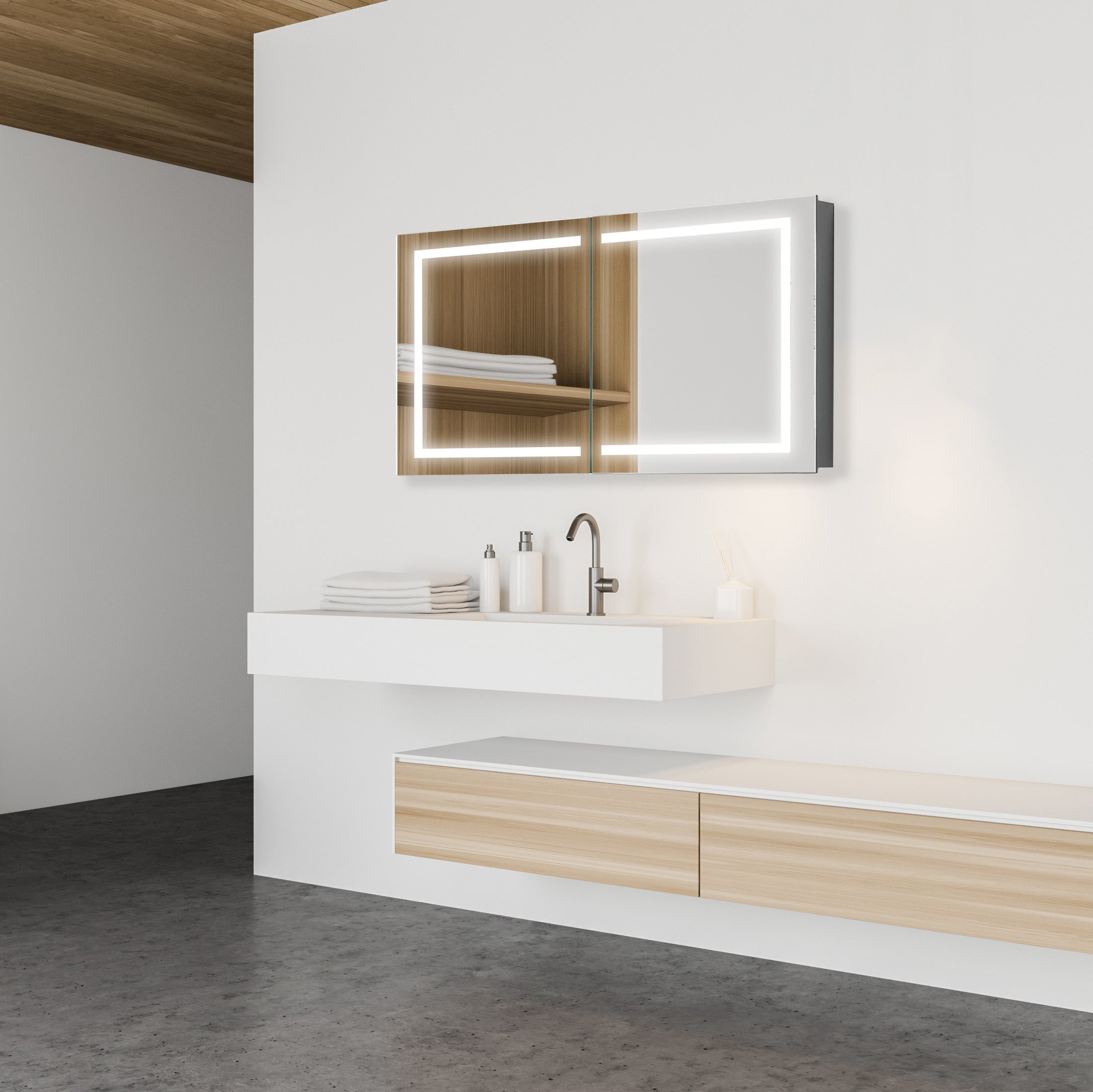 Europa II LED Bathroom Cabinet Mirror for bathroom vanity | Halvern