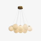 Glass Cluster Chandelier — Frosted Globe Cluster Ceiling Light for Dining Room