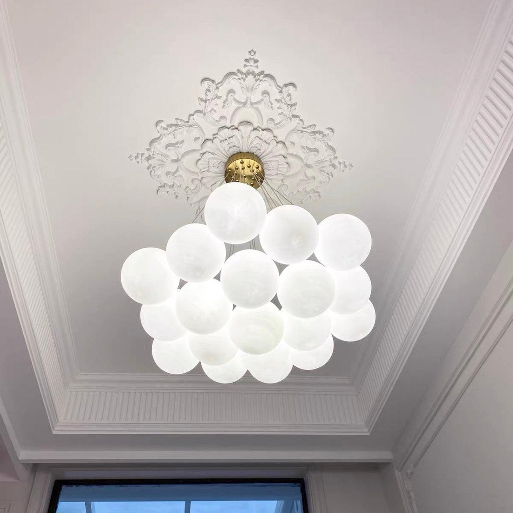 Glass Cluster Chandelier — Frosted Globe Cluster Ceiling Light for Dining Room