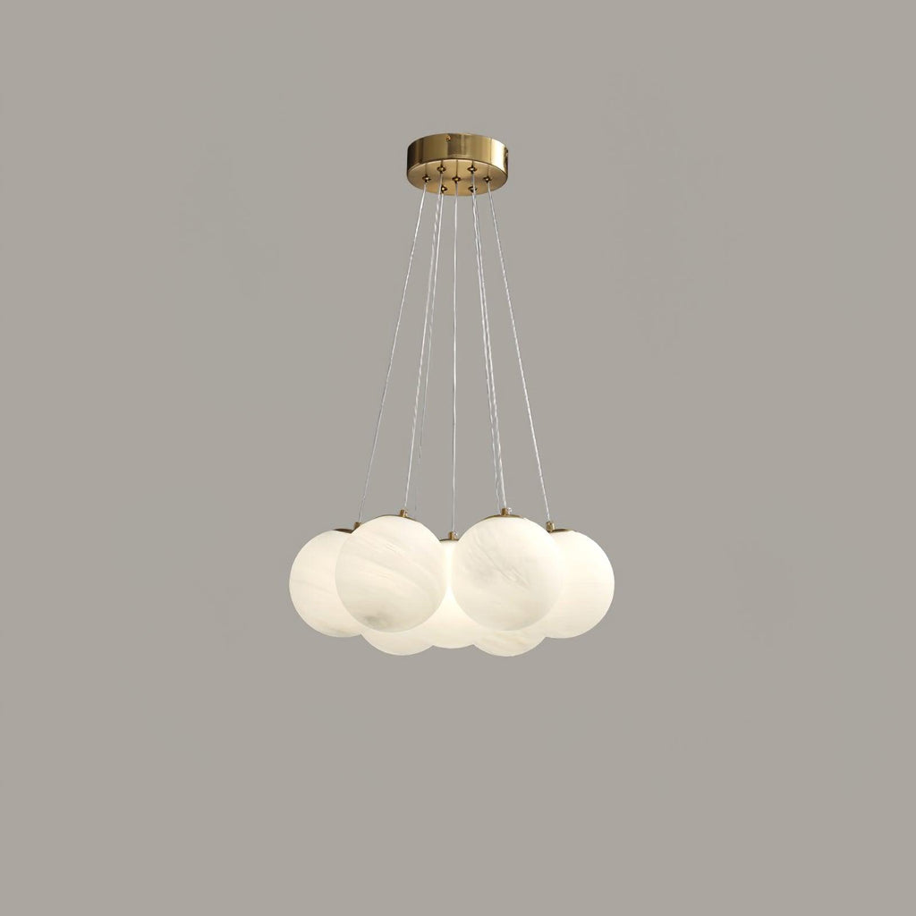Glass Cluster Chandelier — Frosted Globe Cluster Ceiling Light for Dining Room