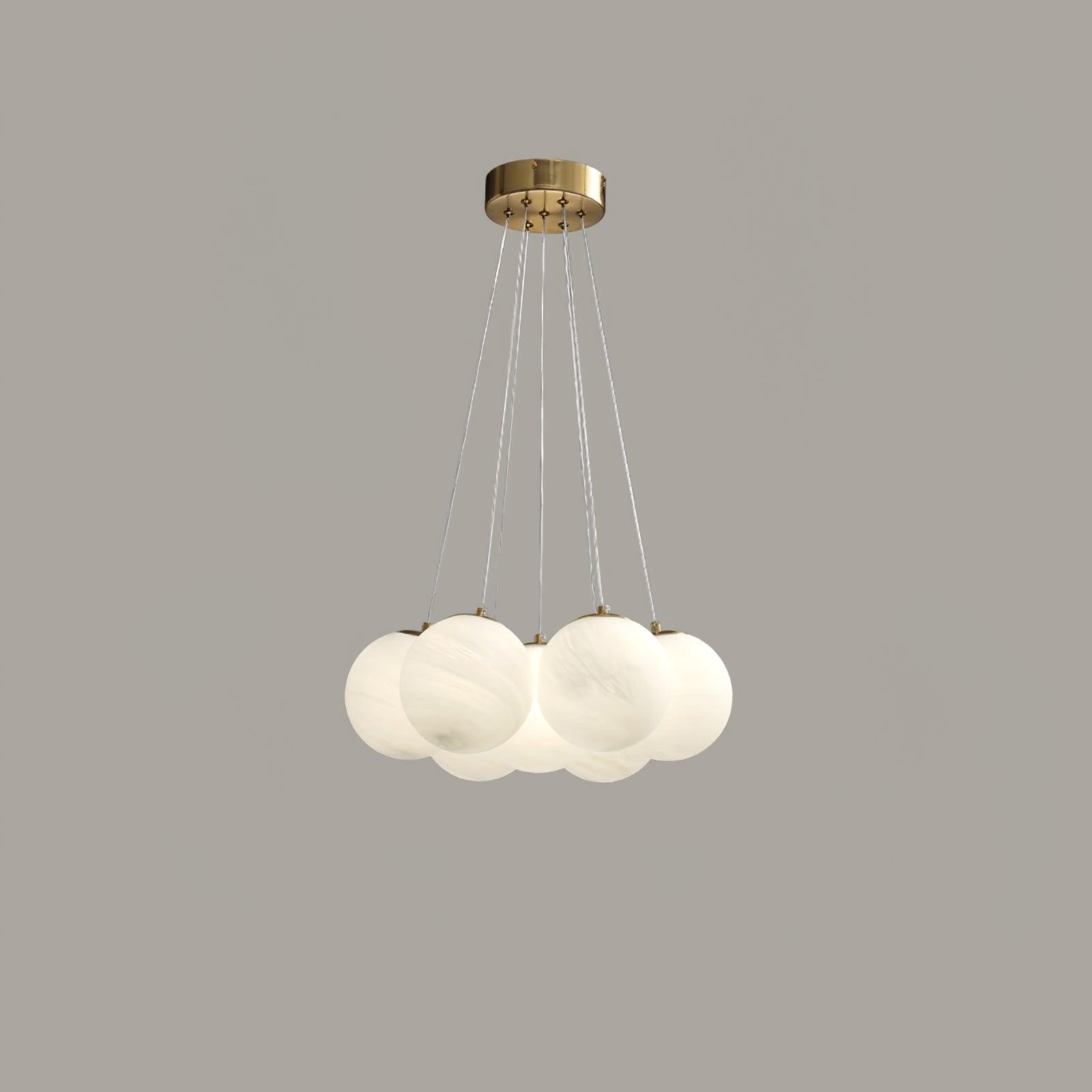 Glass Cluster Chandelier — Frosted Globe Cluster Ceiling Light for Dining Room