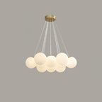 Glass Cluster Chandelier — Frosted Globe Cluster Ceiling Light for Dining Room