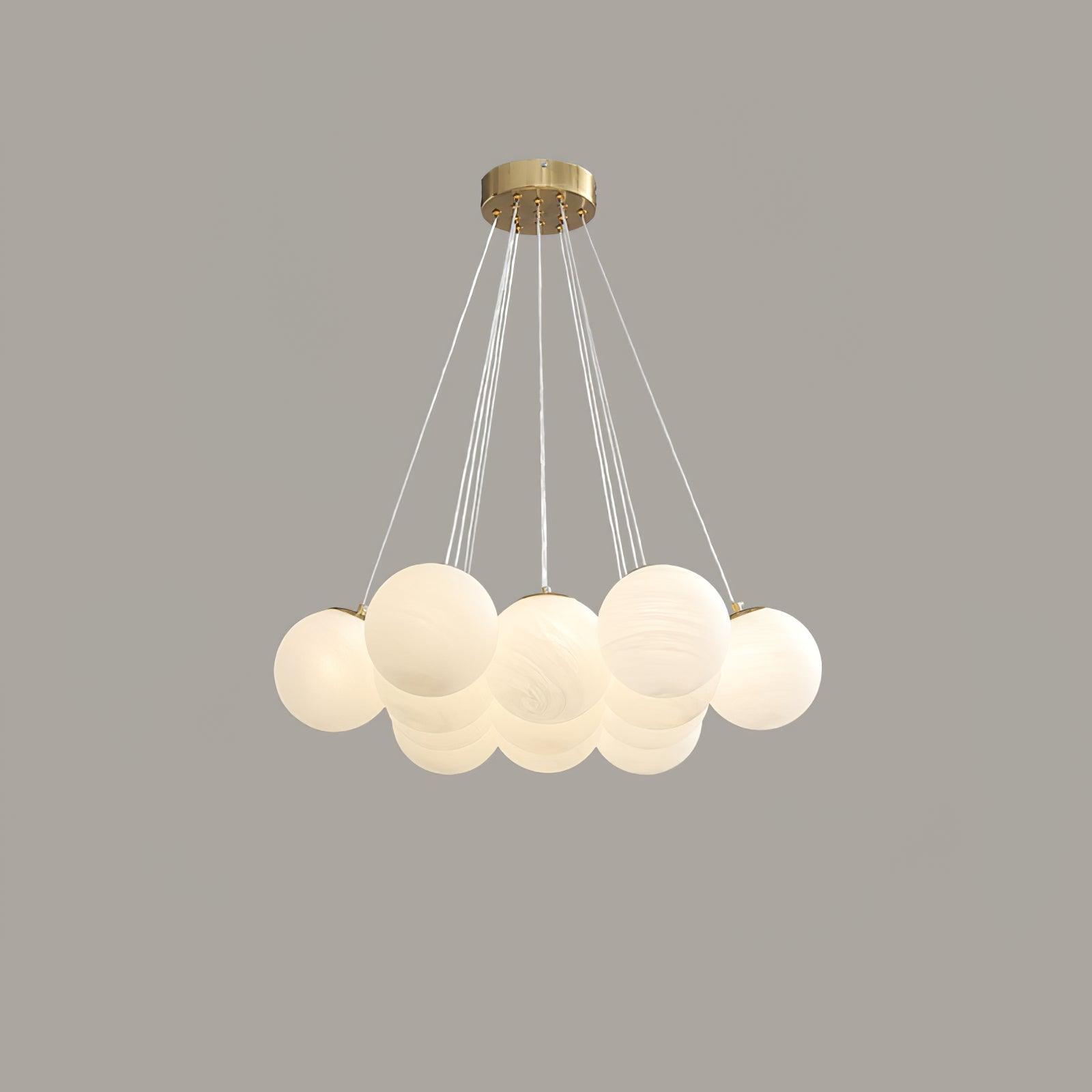Glass Cluster Chandelier — Frosted Globe Cluster Ceiling Light for Dining Room