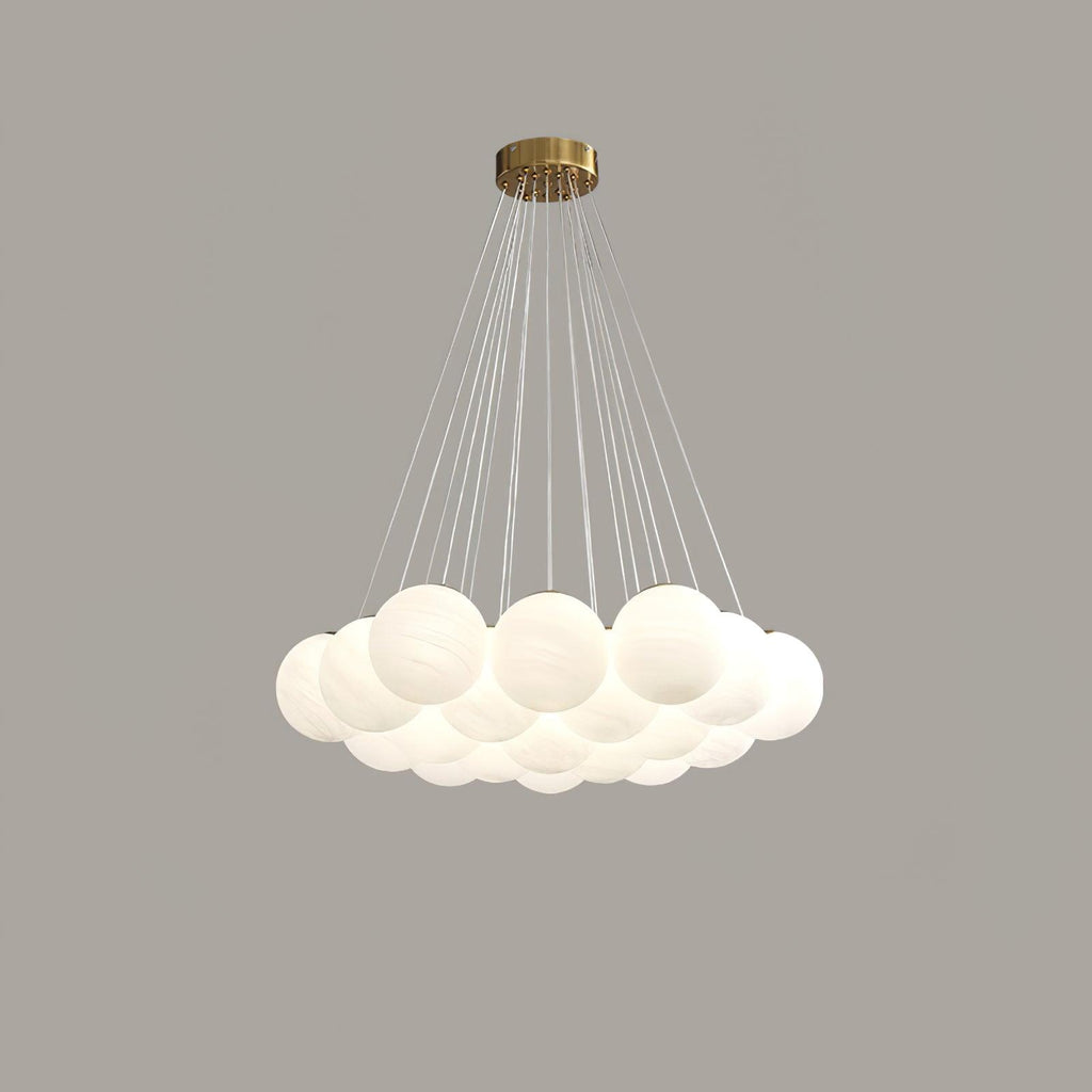 Glass Cluster Chandelier — Frosted Globe Cluster Ceiling Light for Dining Room