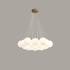 Glass Cluster Chandelier — Frosted Globe Cluster Ceiling Light for Dining Room