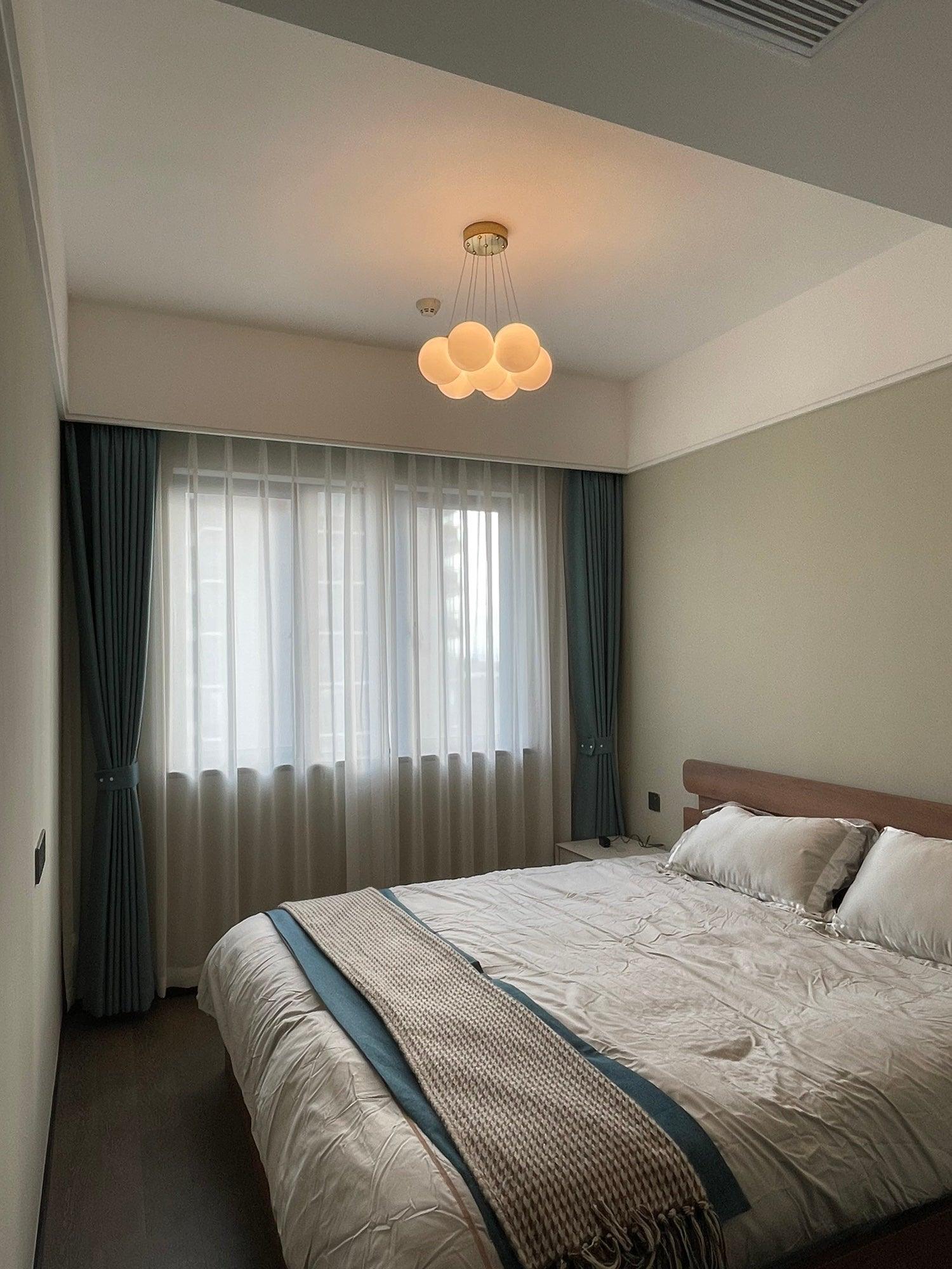 Glass Cluster Chandelier — Frosted Globe Cluster Ceiling Light for Dining Room
