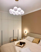 Glass Cluster Chandelier — Frosted Globe Cluster Ceiling Light for Dining Room