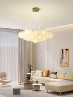Glass Cluster Chandelier — Frosted Globe Cluster Ceiling Light for Dining Room