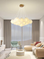 Glass Cluster Chandelier — Frosted Globe Cluster Ceiling Light for Dining Room