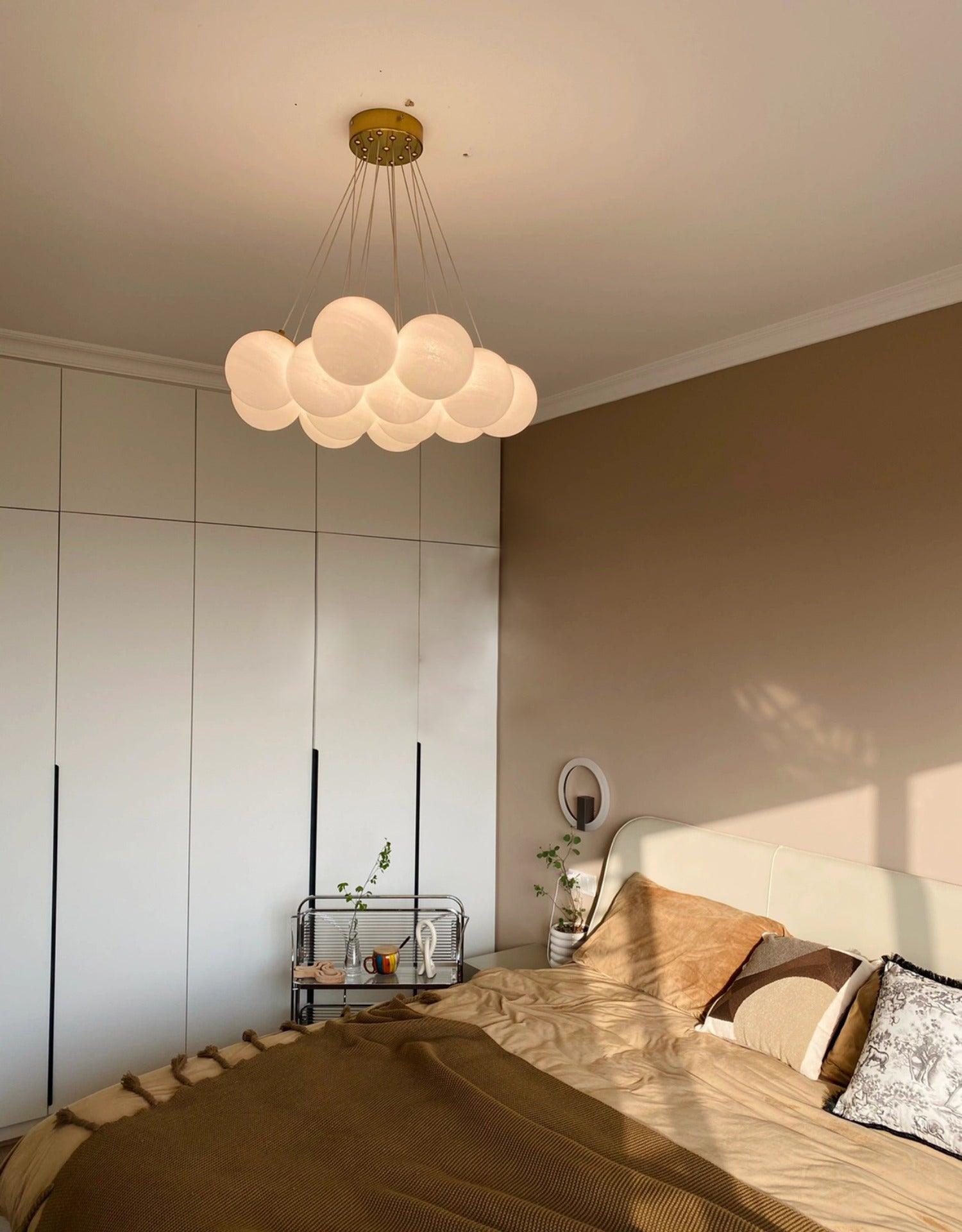 Glass Cluster Chandelier — Frosted Globe Cluster Ceiling Light for Dining Room