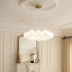 Glass Cluster Chandelier — Frosted Globe Cluster Ceiling Light for Dining Room