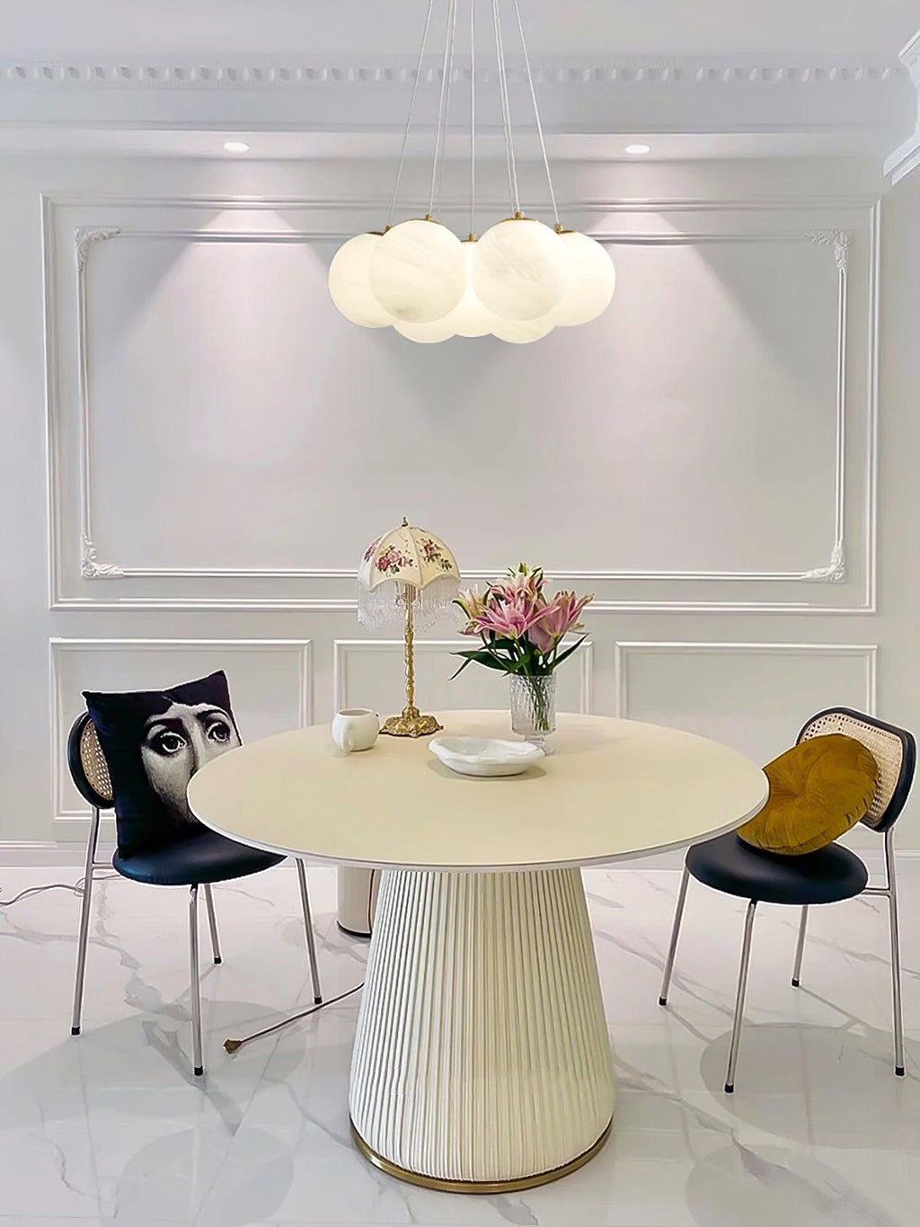 Glass Cluster Chandelier — Frosted Globe Cluster Ceiling Light for Dining Room