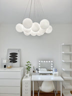 Glass Cluster Chandelier — Frosted Globe Cluster Ceiling Light for Dining Room