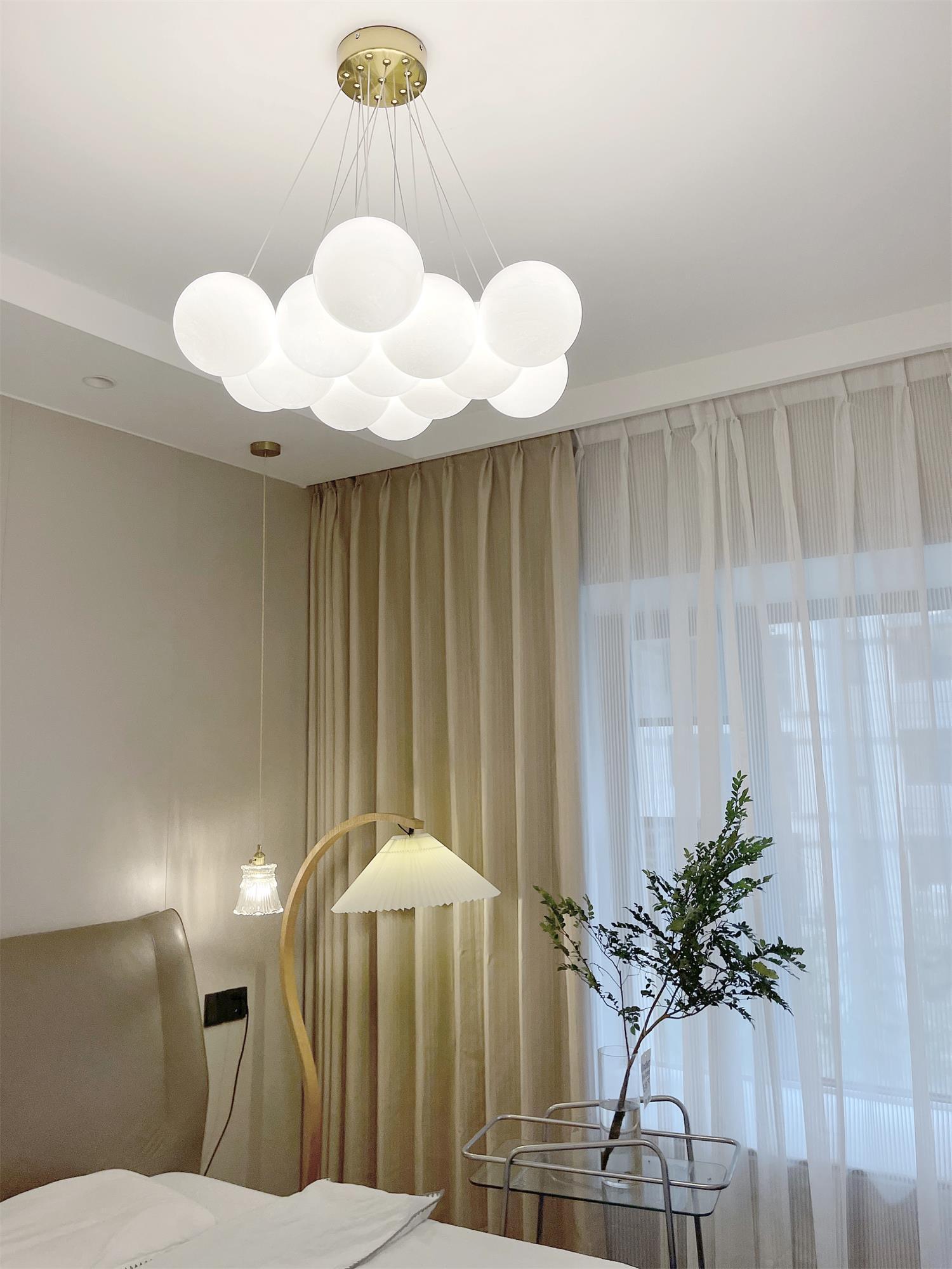 Glass Cluster Chandelier — Frosted Globe Cluster Ceiling Light for Dining Room