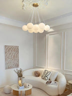 Glass Cluster Chandelier — Frosted Globe Cluster Ceiling Light for Dining Room