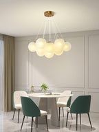 Glass Cluster Chandelier — Frosted Globe Cluster Ceiling Light for Dining Room