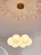 Glass Cluster Chandelier — Frosted Globe Cluster Ceiling Light for Dining Room