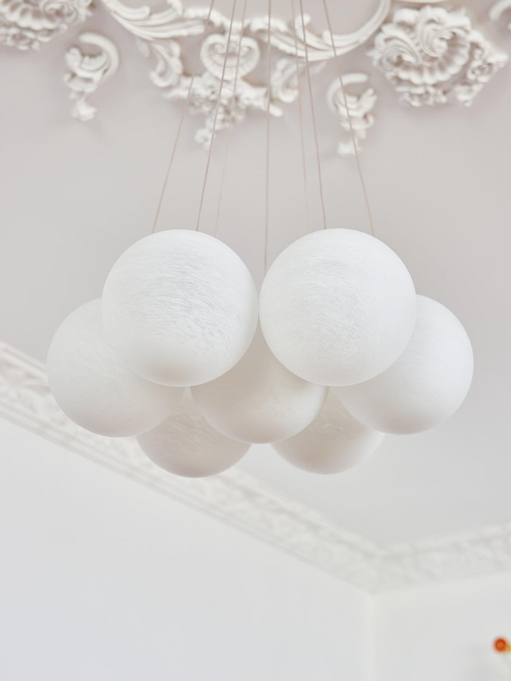 Glass Cluster Chandelier — Frosted Globe Cluster Ceiling Light for Dining Room