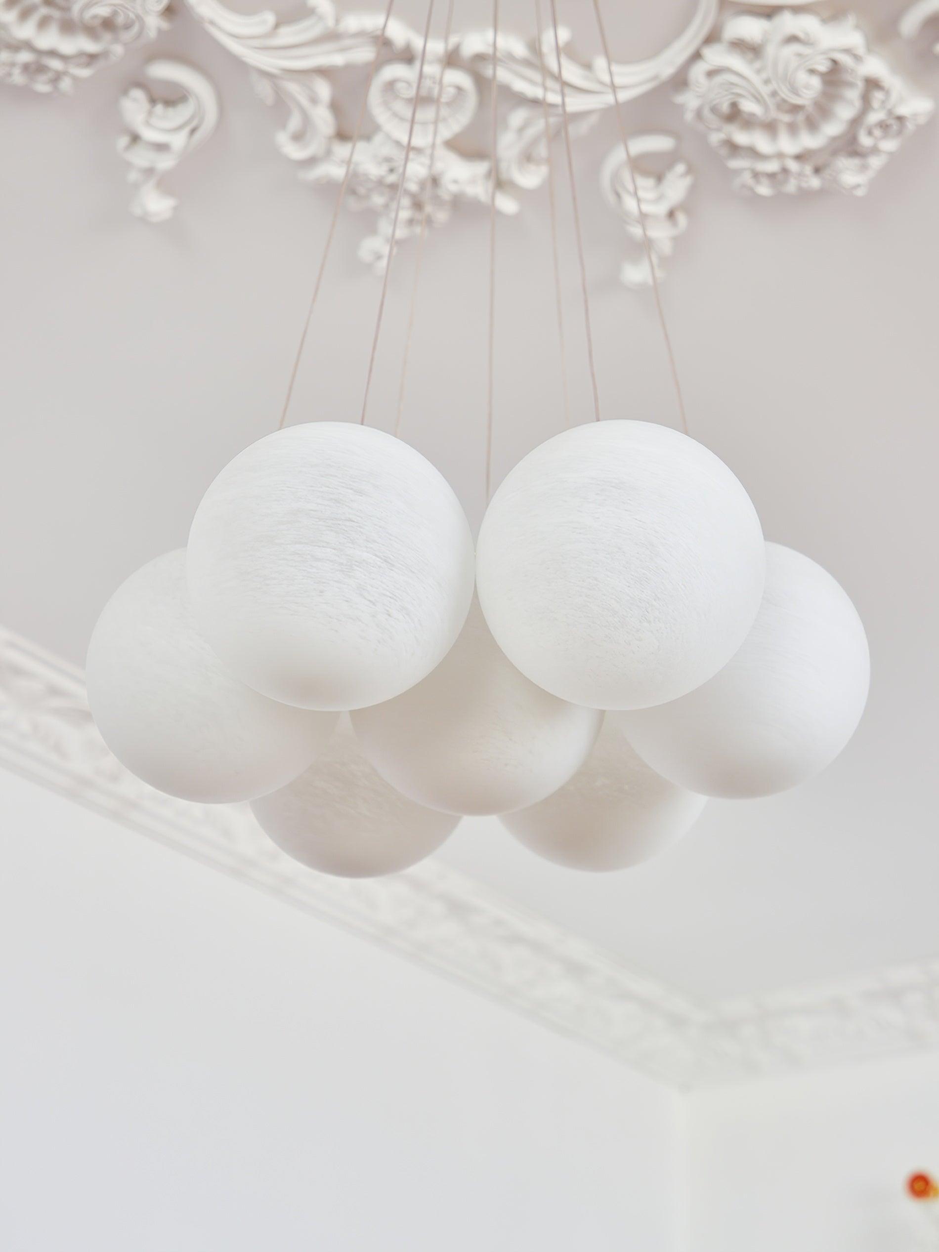 Glass Cluster Chandelier — Frosted Globe Cluster Ceiling Light for Dining Room