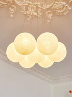 Glass Cluster Chandelier — Frosted Globe Cluster Ceiling Light for Dining Room