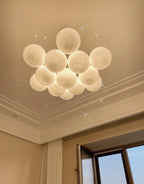 Glass Cluster Chandelier — Frosted Globe Cluster Ceiling Light for Dining Room