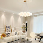 Glass Cluster Chandelier — Frosted Globe Cluster Ceiling Light for Dining Room