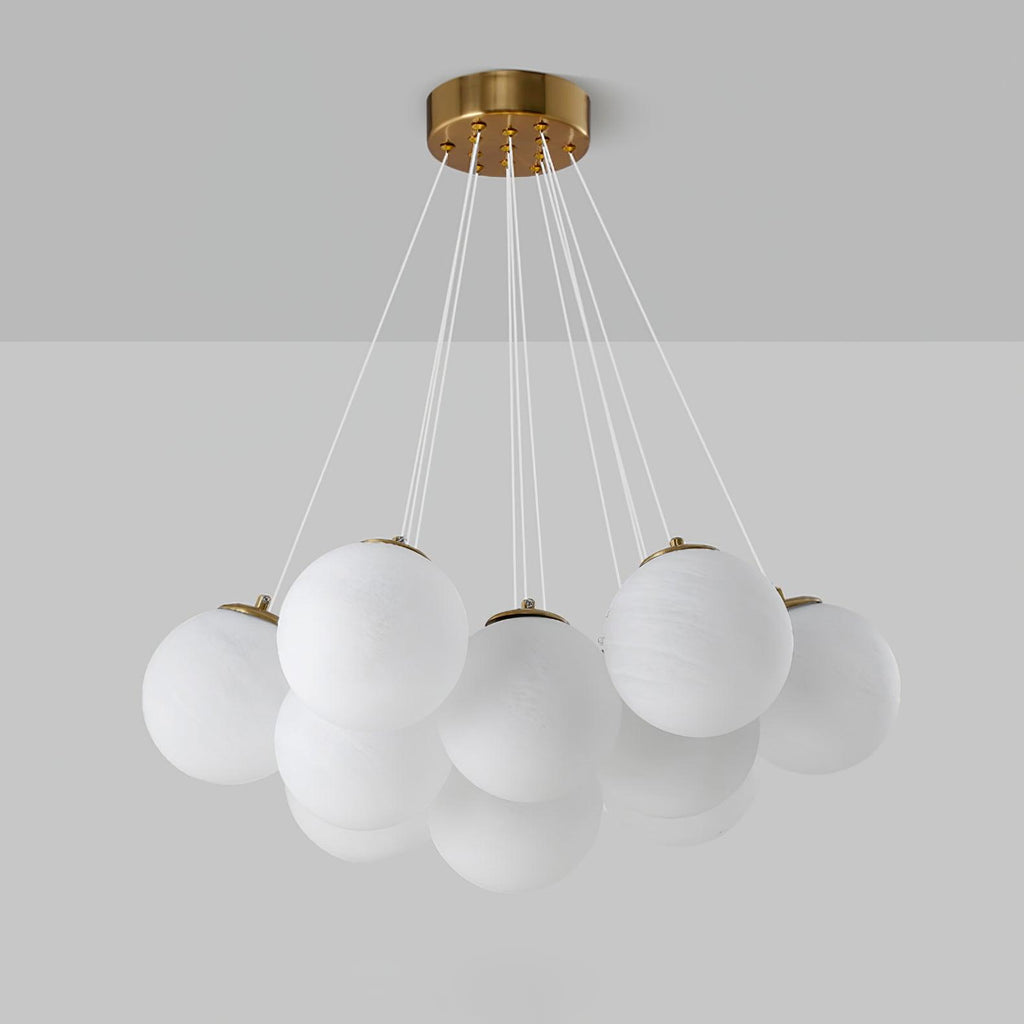 Glass Cluster Chandelier — Frosted Globe Cluster Ceiling Light for Dining Room