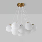 Glass Cluster Chandelier — Frosted Globe Cluster Ceiling Light for Dining Room