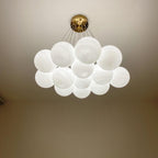 Glass Cluster Chandelier — Frosted Globe Cluster Ceiling Light for Dining Room