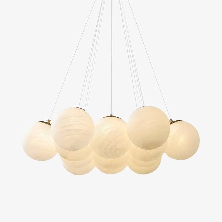 Glass Cluster Chandelier — Frosted Globe Cluster Ceiling Light for Dining Room