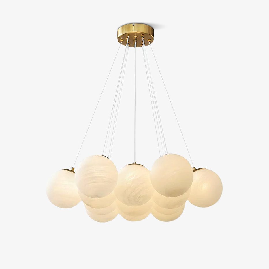Glass Cluster Chandelier — Frosted Globe Cluster Ceiling Light for Dining Room