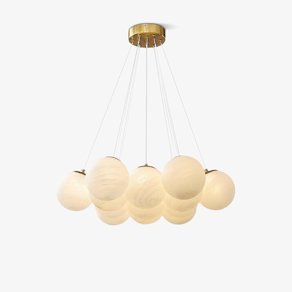 Glass Cluster Chandelier — Frosted Globe Cluster Ceiling Light for Dining Room