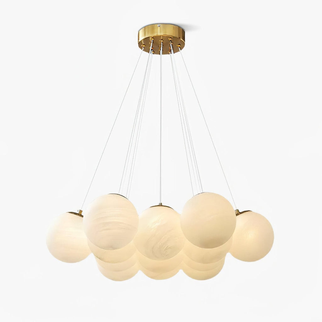 Glass Cluster Chandelier — Frosted Globe Cluster Ceiling Light for Dining Room