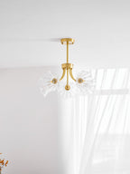 Kalin Flower Glass Chandelier — Brass Petal Glass Ceiling Light for Dining Room