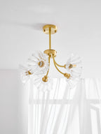 Kalin Flower Glass Chandelier — Brass Petal Glass Ceiling Light for Dining Room