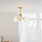 Kalin Flower Glass Chandelier — Brass Petal Glass Ceiling Light for Dining Room