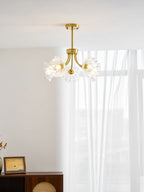 Kalin Flower Glass Chandelier — Brass Petal Glass Ceiling Light for Dining Room