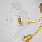 Kalin Flower Glass Chandelier — Brass Petal Glass Ceiling Light for Dining Room